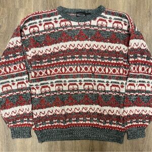 Vintage Marusa Nordic Fair Isle Reindeer Sweater Men’s M Holiday Knit